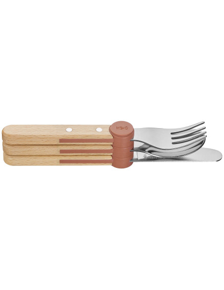 Juego de cubiertos infantiles Opinel Le Petit Gourmet, color coral