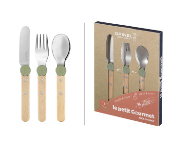 Opinel Le Petit Gourmet bestekset voor kinderen in olijfkleur
