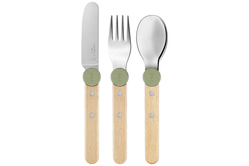 Conjunto de talheres para crianças Opinel Le Petit Gourmet em azeitona