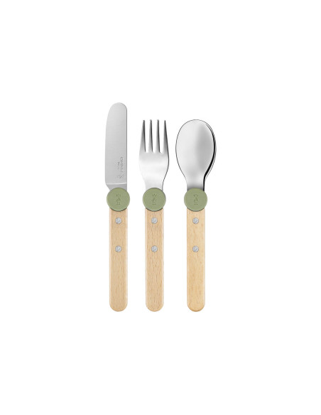 Conjunto de talheres para crianças Opinel Le Petit Gourmet em azeitona