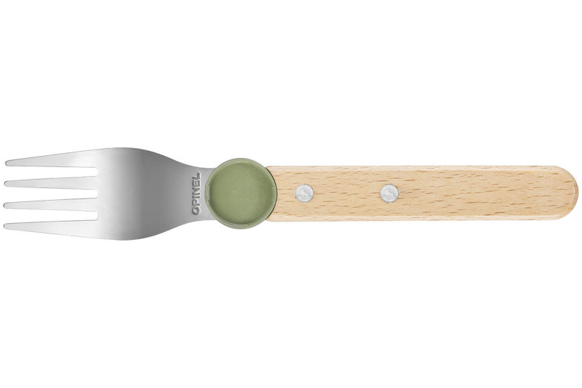 Opinel Le Petit Gourmet -lasten ruokailuvälinesarja oliivinvärinen