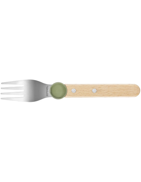 Opinel Le Petit Gourmet -lasten ruokailuvälinesarja oliivinvärinen