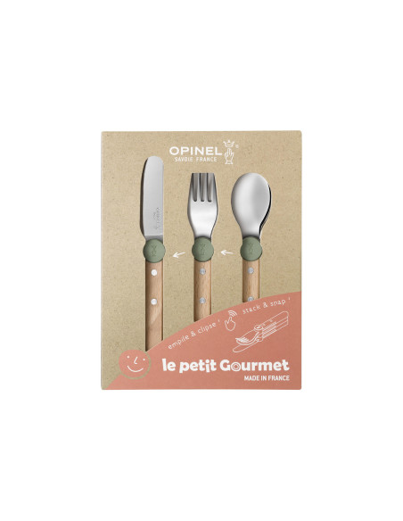 Opinel Le Petit Gourmet bestekset voor kinderen in olijfkleur