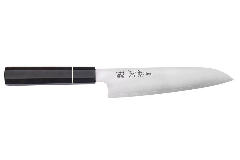 Santokumesser 19,5cm japanisch handgefertigt Sukenari ZDP-189 San Maï Griff aus Ebenholz
