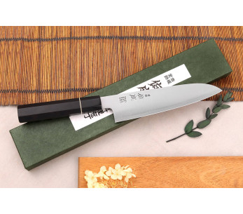 ZDP-189 Coltello santoku giapponese Sukenari 19,5 cm con manico in ebano San Maï 2