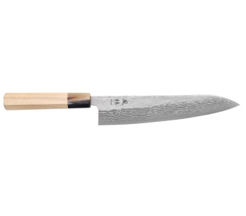 Cuchillo de cocinero japonés de 21cm Yuzo Haruto Damasco hecho a mano