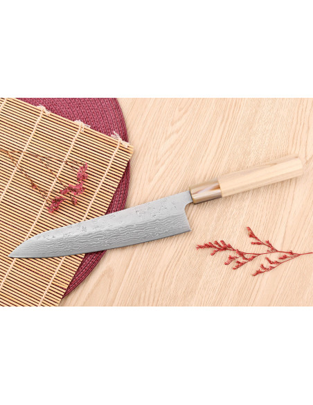 Coltello da cuoco giapponese da 21 cm Yuzo Haruto in damasco fatto a mano