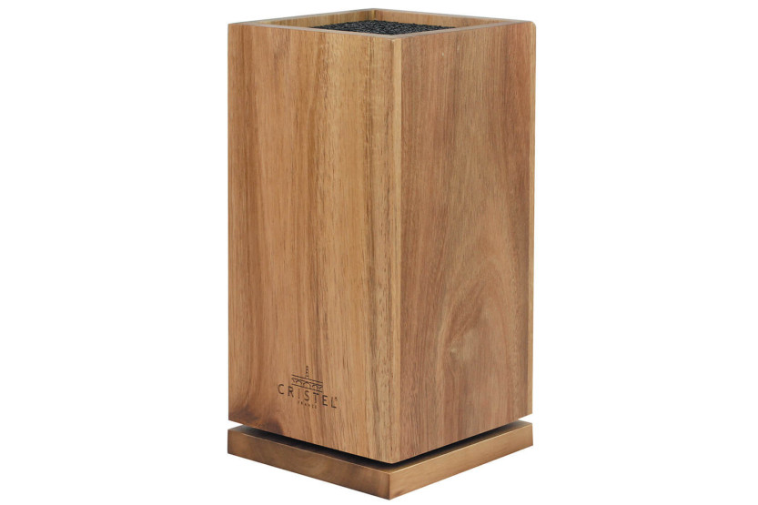 Cristel empty rotating knife block in acacia wood