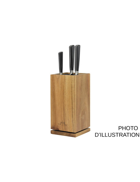 Cristel empty rotating knife block in acacia wood
