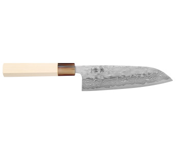 Faca japonesa santoku Yuzo Haruto Damascus 16,5 cm