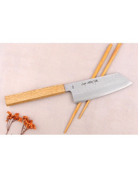 Sakai Kikumori TS10 14cm bunka-kniv i ek - japansk handgjord