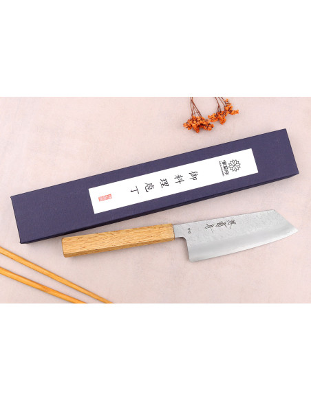 Faca bunka de carvalho Sakai Kikumori TS10 14cm - artesanal japonesa