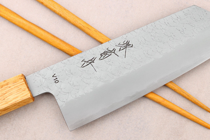 Bunka-Messer 14cm japanisch handgefertigt Sakai Kikumori TS10 aus Eiche