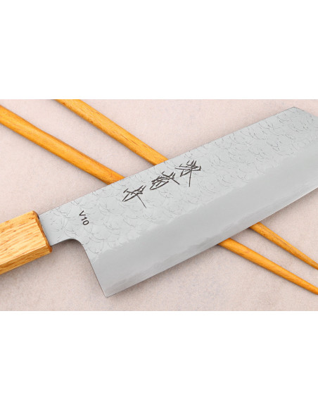 Sakai Kikumori TS10 14cm cuchillo bunka roble - japonés hecho a mano