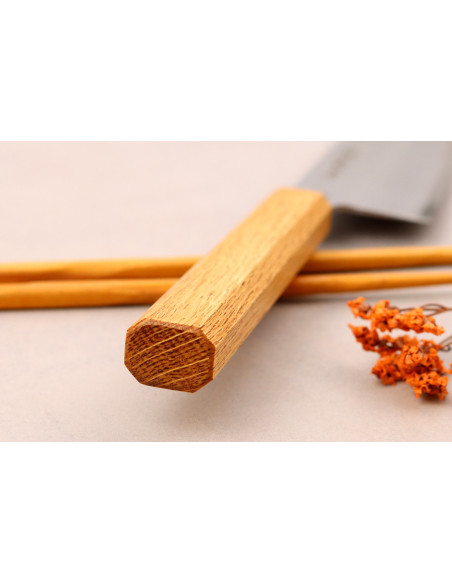 Sakai Kikumori TS10 14cm Japanese bunka knife in oak