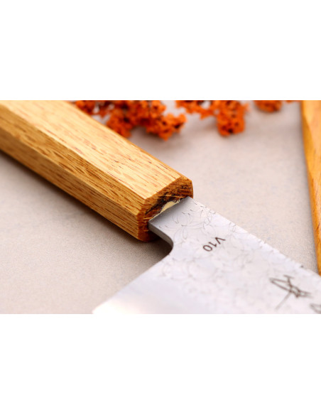 Sakai Kikumori TS10 14cm cuchillo bunka roble - japonés hecho a mano