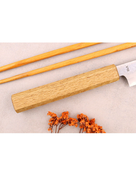 Faca utilitária japonesa Sakai Kikumori TS10 13,5cm em carvalho