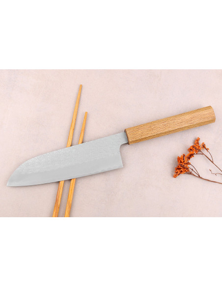 Sakai Kikumori TS10 16,5cm Japans santoku mes in eikenhout