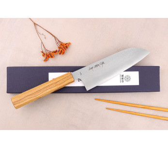 Sakai Kikumori TS10 16,5cm Japans santoku mes in eikenhout 2