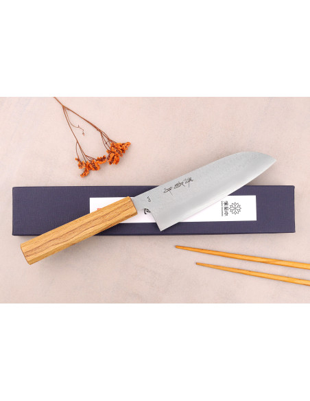 Sakai Kikumori TS10 16,5cm Japans santoku mes in eikenhout