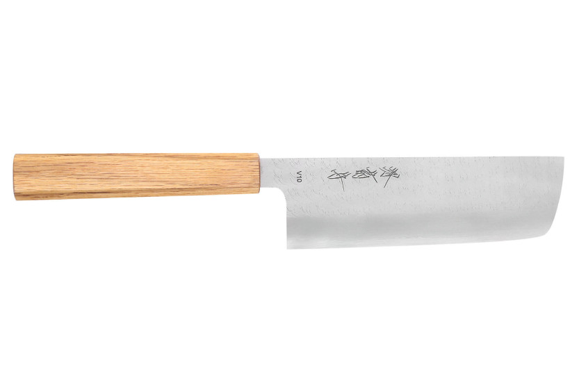 Faca nakiri de carvalho Sakai Kikumori TS10 de 16,5 cm, fabrico artesanal japonês