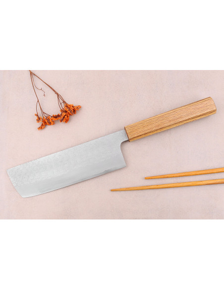 16,5cm Sakai Kikumori TS10 cuchillo nakiri de roble, artesanía japonesa