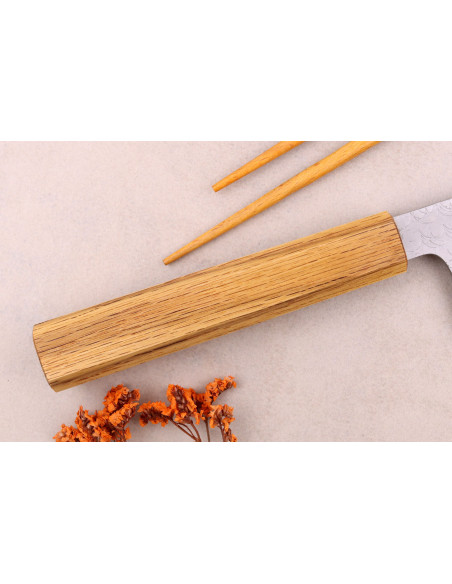 16,5cm Sakai Kikumori TS10 tammi nakiri veitsi, japanilaista käsityötä.