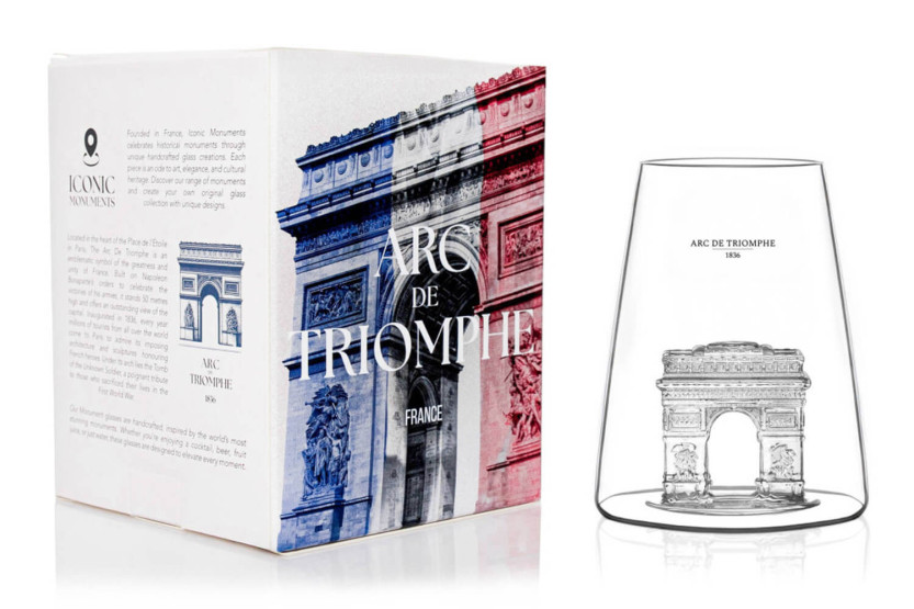 Langes Spirituosenglas Alaskan Maker Iconic Monuments Arc de Triomphe aus Kristallglas