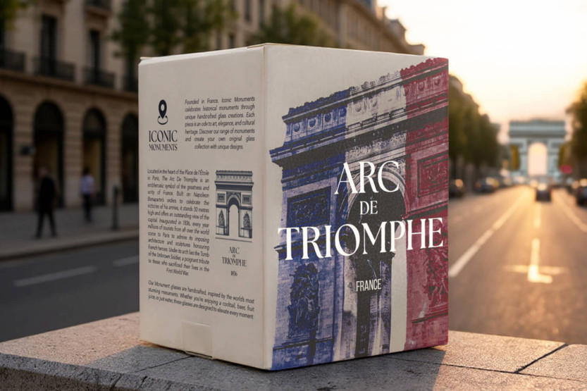 Langes Spirituosenglas Alaskan Maker Iconic Monuments Arc de Triomphe aus Kristallglas