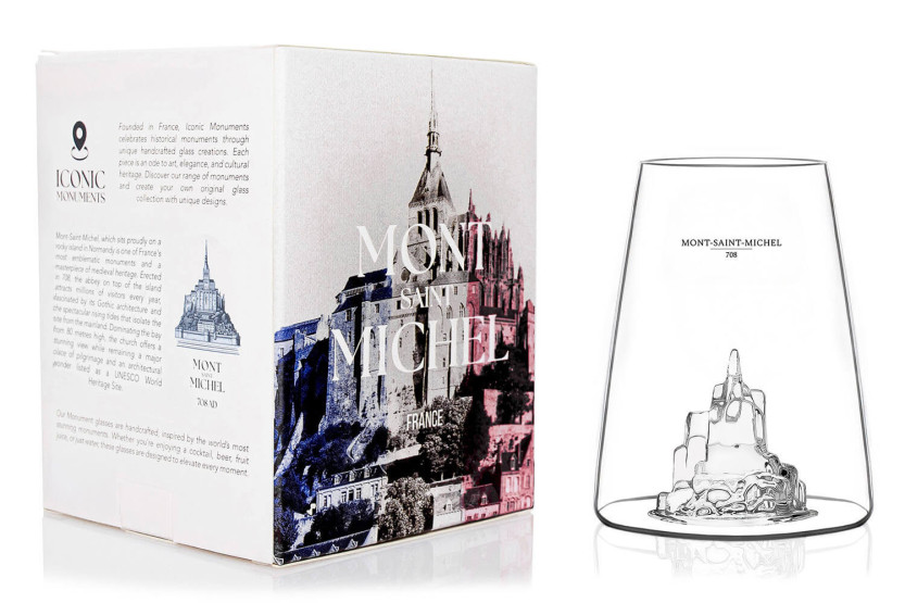 Alaskan Maker Monumentos icónicos Mont Saint-Michel copo de cristal longo para bebidas espirituosas