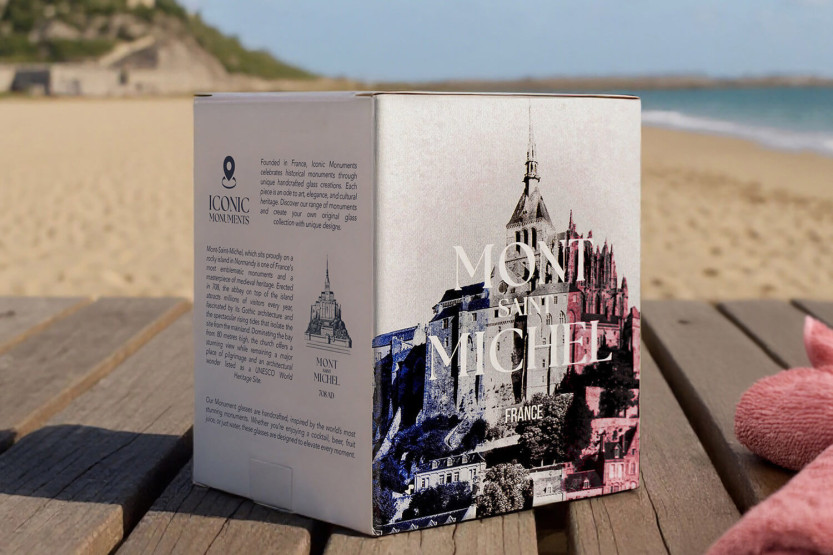 Langes Spirituosenglas Alaskan Maker Iconic Monuments Mont Saint-Michel aus Kristallglas