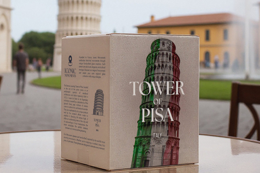 Alaskan Maker Iconic Monuments Scheve Toren van Pisa lange kristallen beker