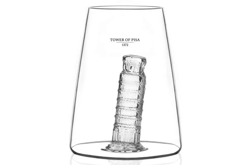 Alaskan Maker Iconic Monuments Leaning Tower of Pisa long crystal spirit glass