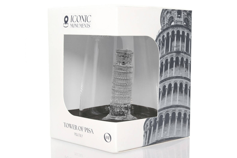 Alaskan Maker Iconic Monuments Leaning Tower of Pisa long crystal spirit glass