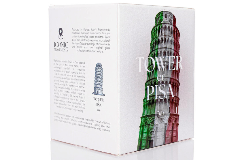 Alaskan Maker Iconic Monuments Scheve Toren van Pisa lange kristallen beker