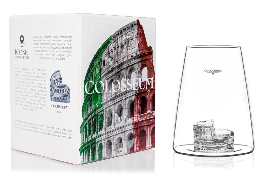 Alaskan Maker Ikoniske monumenter Colosseum i Rom langt krystalklart glas til spiritus