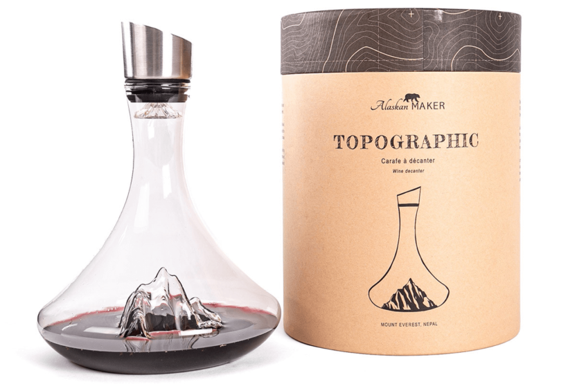 Garrafa de vinho em cristal soprado à mão Alaskan Maker Topographic Mont Blanc