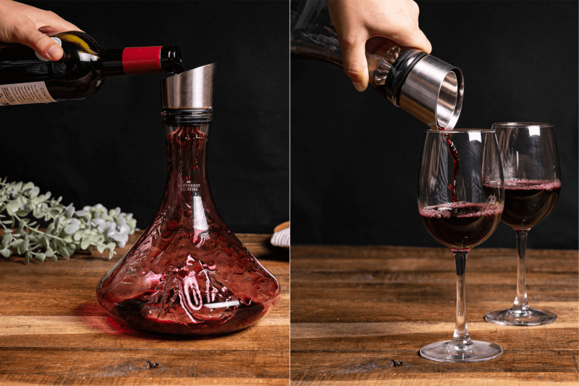 Garrafa de vinho em cristal soprado à mão Alaskan Maker Topographic Mont Blanc