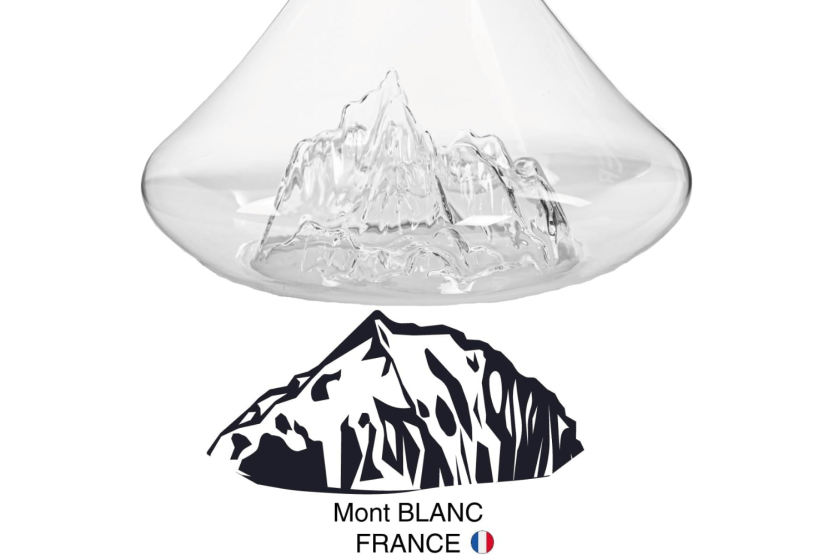 Garrafa de vinho em cristal soprado à mão Alaskan Maker Topographic Mont Blanc