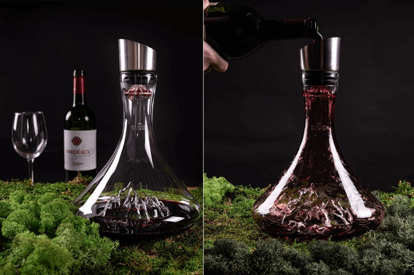 Garrafa de vinho em cristal soprado à mão Alaskan Maker Topographic Mont Blanc