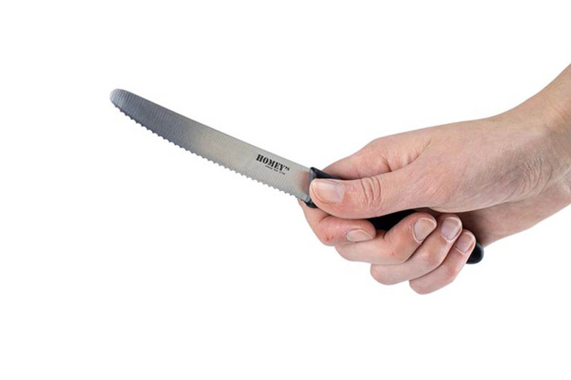 Sett med 2 Homey's Mölti SVART universalkjøkkenkniver, 11 cm takket blad