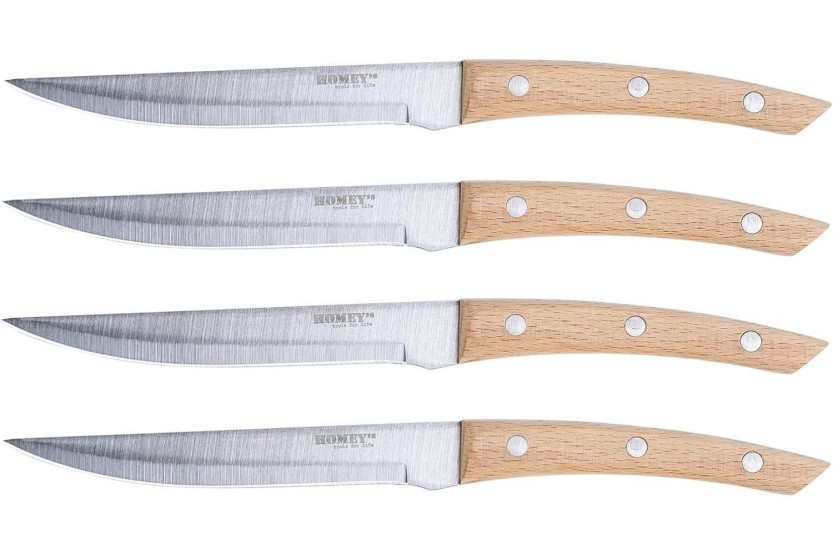 4 kpl Homey's Bokträ pihviveitsisarja, sileä terä 13cm