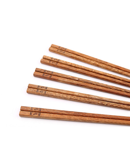 Set di 5 paia di bacchette Kutoyama in legno wengé da 25 cm