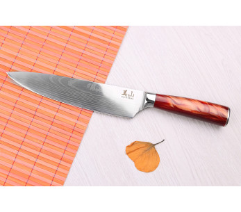 Sett med 2 Kutoyama Red Flame kokkekniver + kontorkniver 2