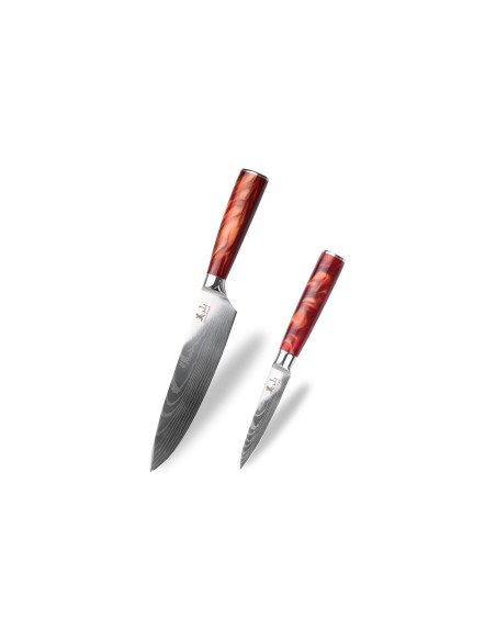 Juego de 2 cuchillos Kutoyama Red Flame chef + office