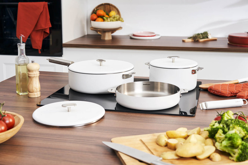 Cookut La Merveilleuse Frigideira de 28 cm em aço inoxidável Steel Green®