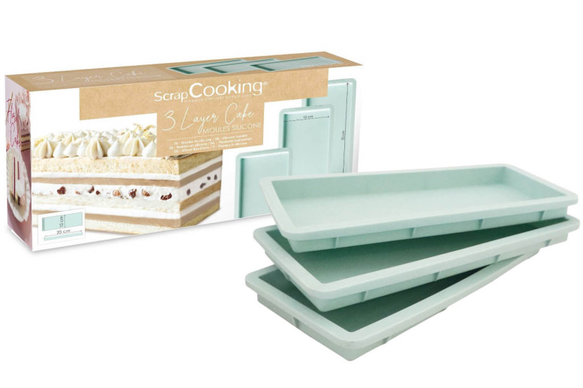 3 Scrapcooking Layer Cake silicone molds 25x10cm