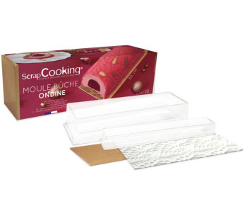 Scrapcooking Ondine stampo per tronchi + inserto + tappetino in silicone + supporto kraft + scatola di trasporto