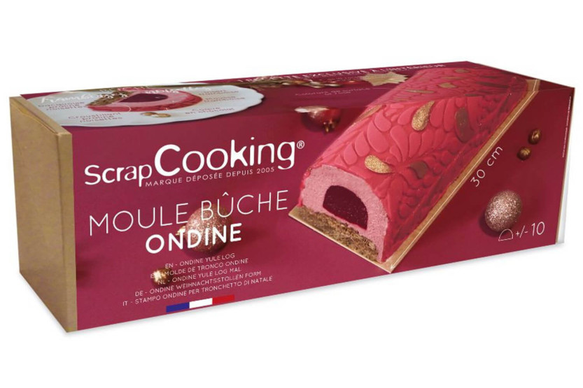 Scrapcooking Ondine molde de tronco + inserto + tapete de silicona + soporte kraft + caja de transporte