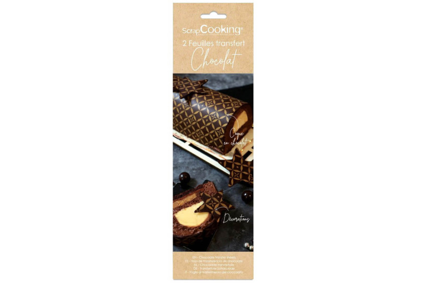Set de 2 hojas de transferencia Scrapcooking Couture para chocolate y troncos